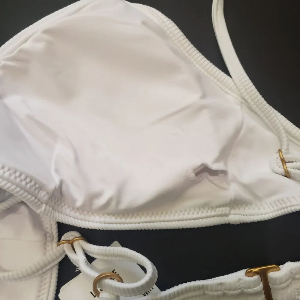 L*Space LSPACE Ribbed Helena Bikini Top Women's Size Medium White Adjustable NWT - Picture 7 of 12